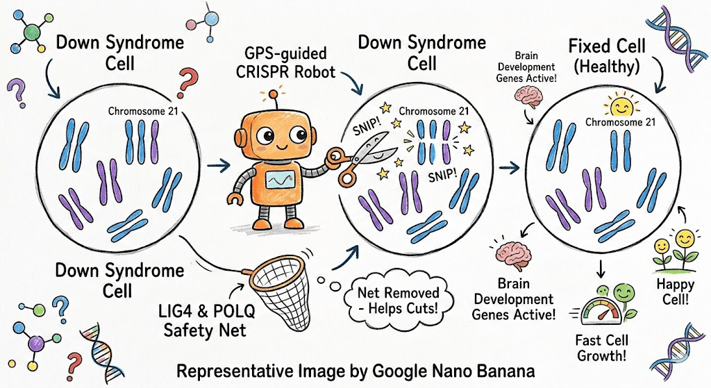 How CRISPR Scissors Remove Extra Chromosomes in Down Syndrome Cells